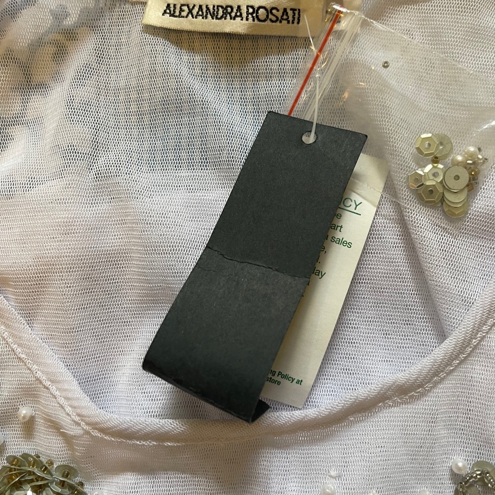 NWT Alexander Rosati Sequins & Pearls Sheer Top M - Picture 7 of 7